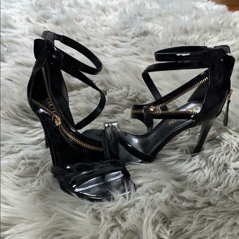 Guess black zipper heels